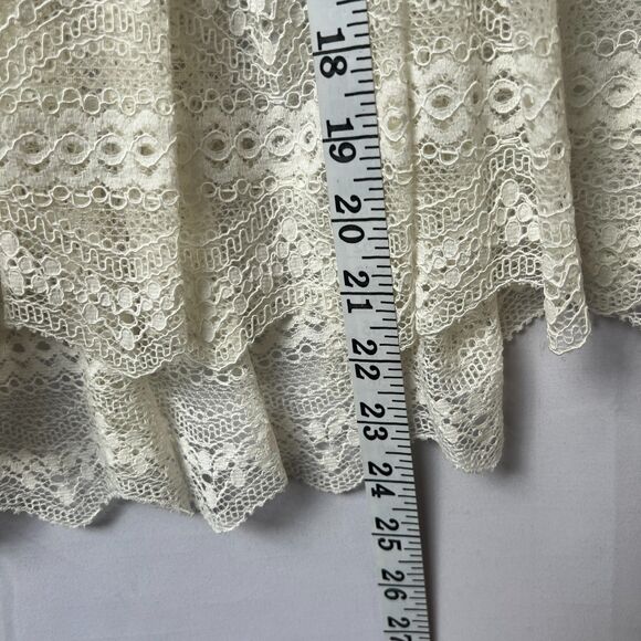 Vivenne Tam Cream Off White Lace Crochet Sheer Romantic Blouse XS - Picture 12 of 12